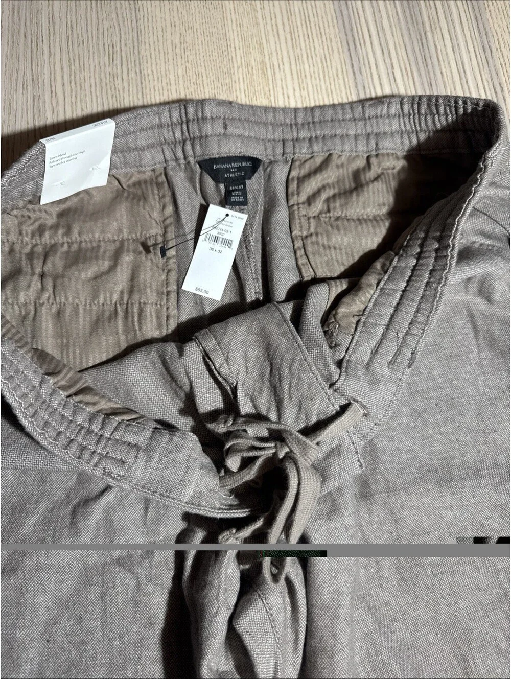 NWT Banana Republic Men's Athletic Fit Linen Blend Pants Grey 38x32